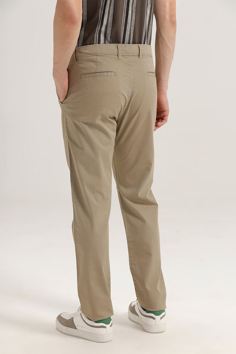 BASICS DRIFT FIT TUFFET KHAKI COTTON STRETCH TWILL TROUSER