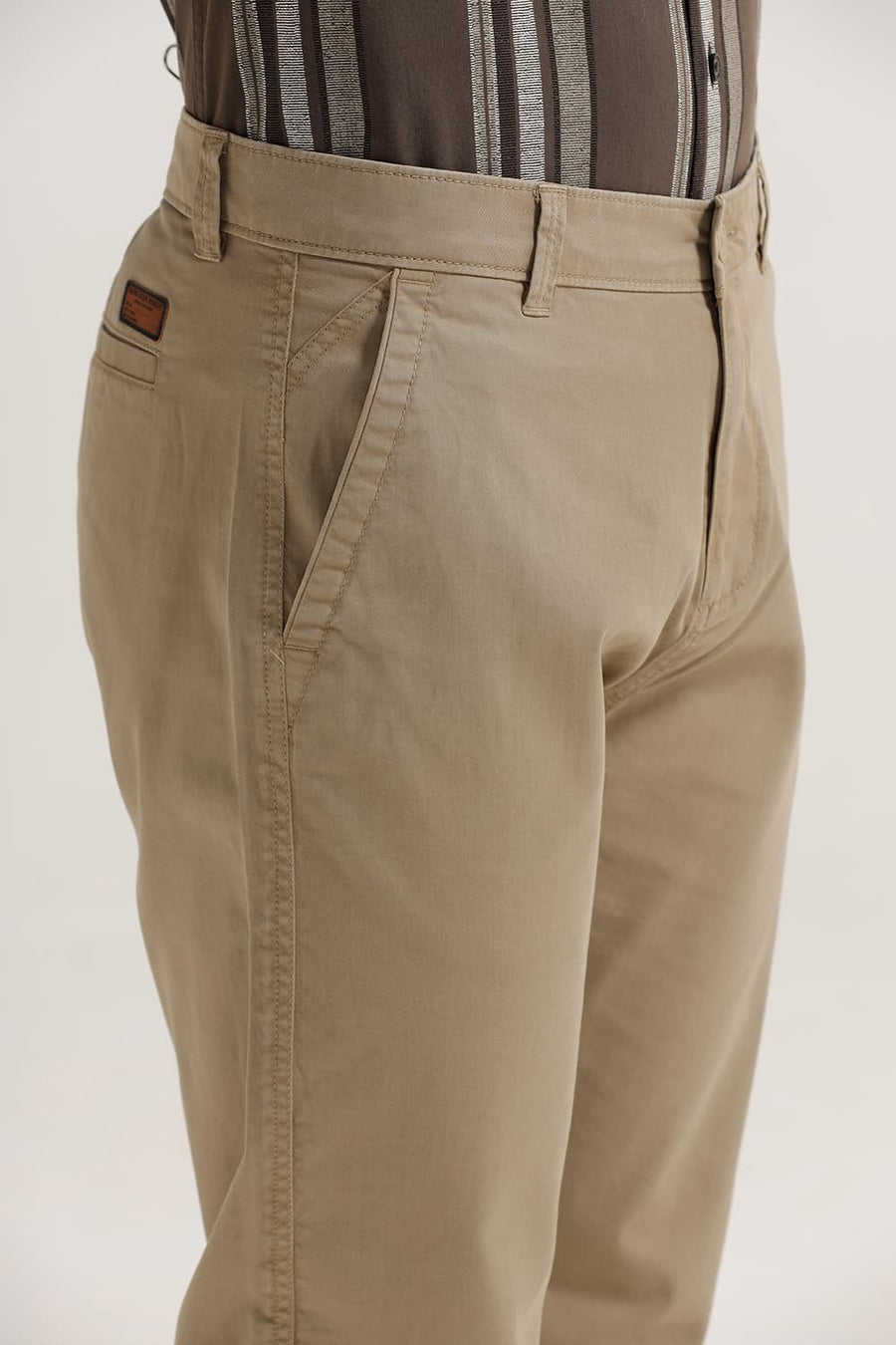 BASICS DRIFT FIT TUFFET KHAKI COTTON STRETCH TWILL TROUSER