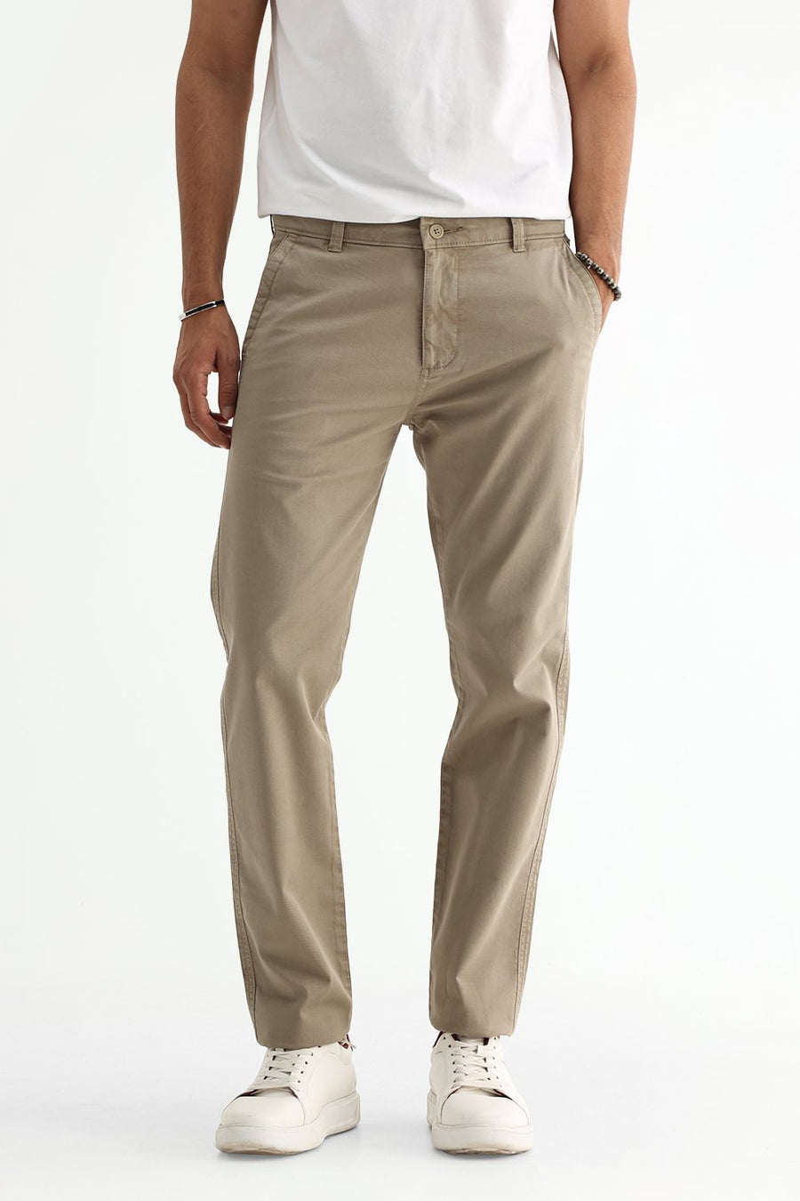 BASICS DRIFT FIT TUFFET KHAKI COTTON STRETCH TWILL TROUSER