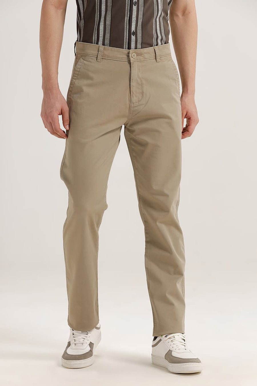 BASICS DRIFT FIT TUFFET KHAKI COTTON STRETCH TWILL TROUSER