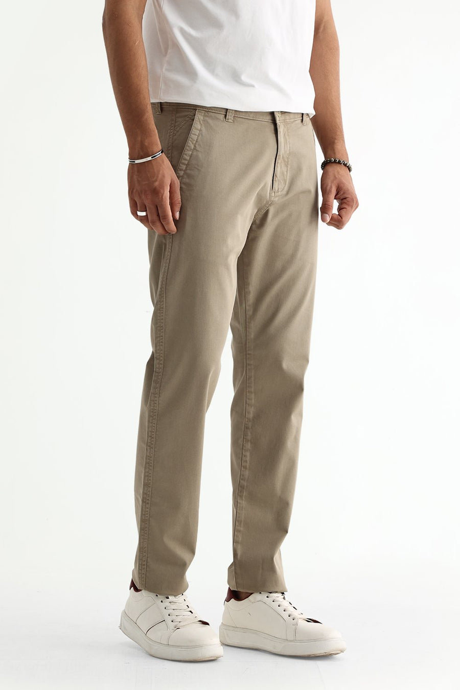 BASICS DRIFT FIT TUFFET KHAKI COTTON STRETCH TWILL TROUSER