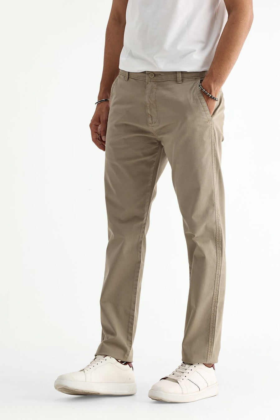 BASICS DRIFT FIT TUFFET KHAKI COTTON STRETCH TWILL TROUSER