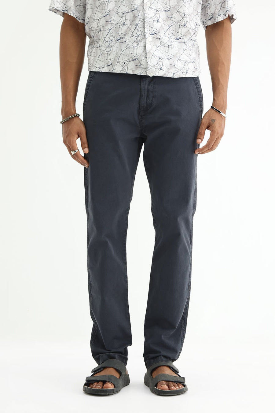 BASICS DRIFT FIT CARBON NAVY COTTON STRETCH TWILL TROUSER