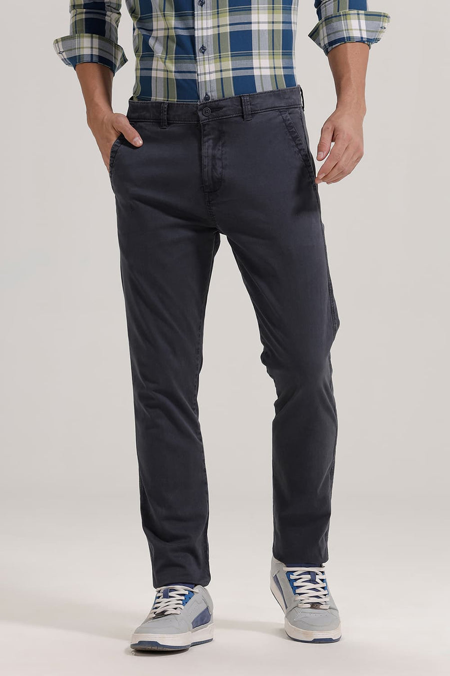 BASICS DRIFT FIT CARBON NAVY COTTON STRETCH TWILL TROUSER