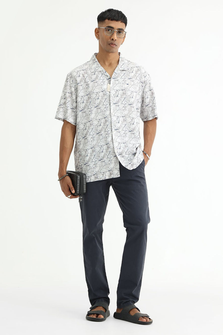 BASICS DRIFT FIT CARBON NAVY COTTON STRETCH TWILL TROUSER