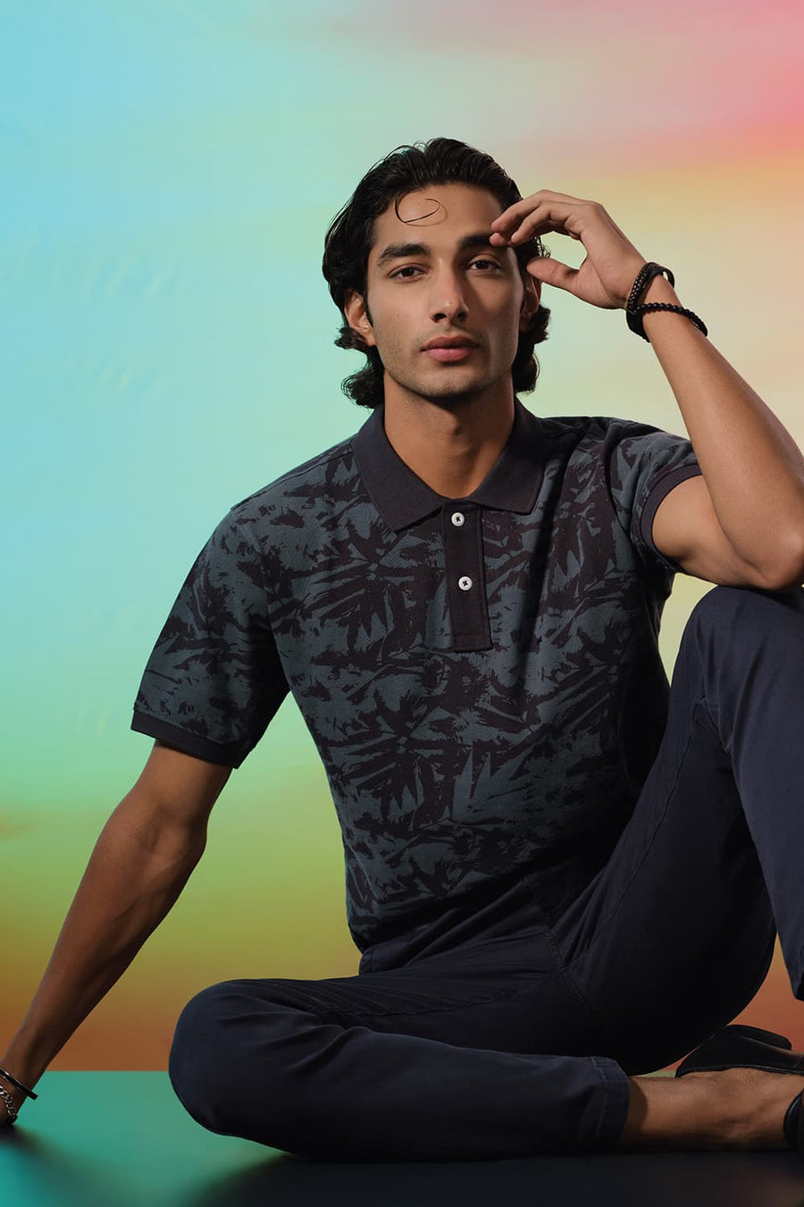 Basics Drift Fit Carbon Navy Cotton Stretch Twill Trouser