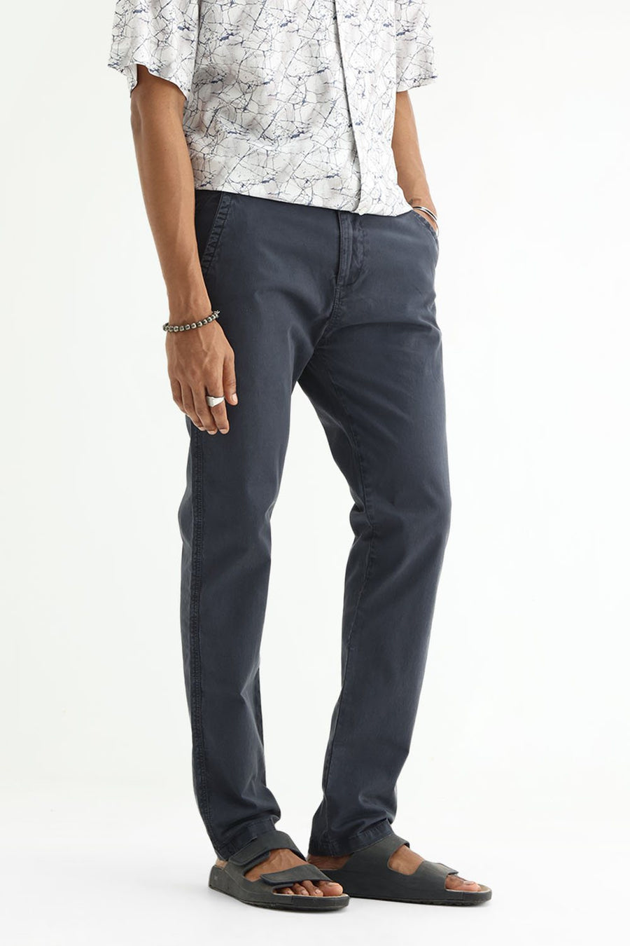 BASICS DRIFT FIT CARBON NAVY COTTON STRETCH TWILL TROUSER