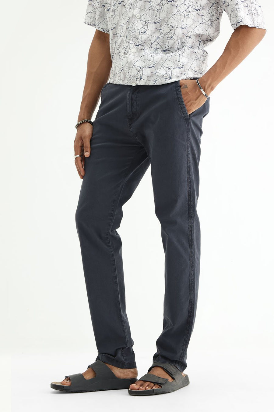 BASICS DRIFT FIT CARBON NAVY COTTON STRETCH TWILL TROUSER