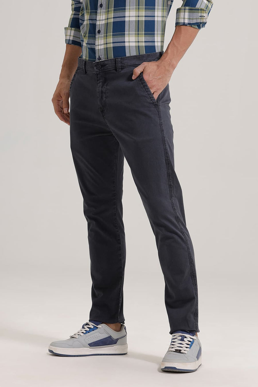 BASICS DRIFT FIT CARBON NAVY COTTON STRETCH TWILL TROUSER