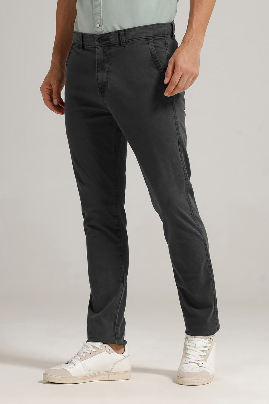 BASICS DRIFT FIT TURKISH COFFEE BROWN COTTON STRETCH TWILL TROUSER