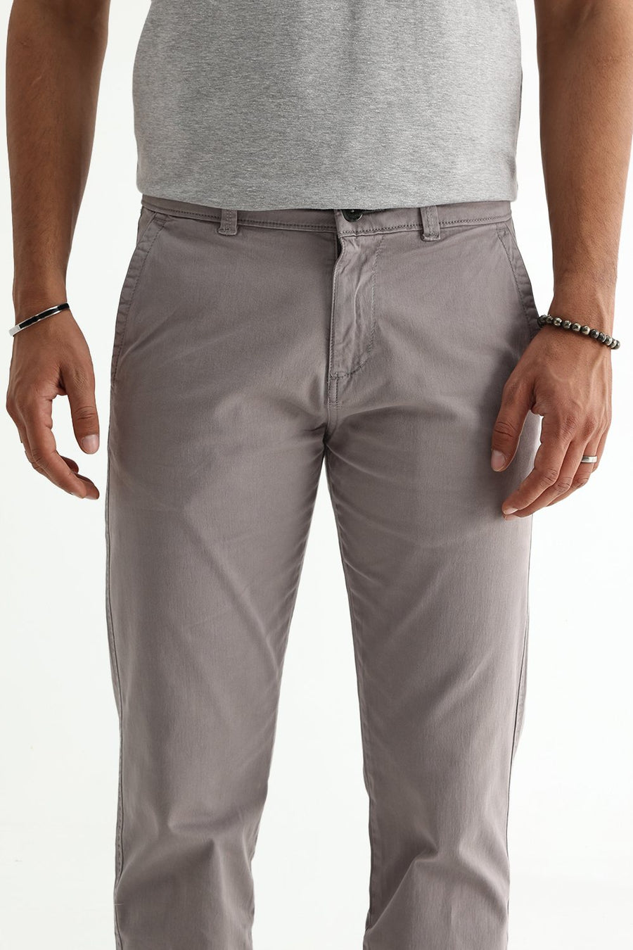 BASICS DRIFT FIT FLINT GREY COTTON STRETCH TWILL TROUSER