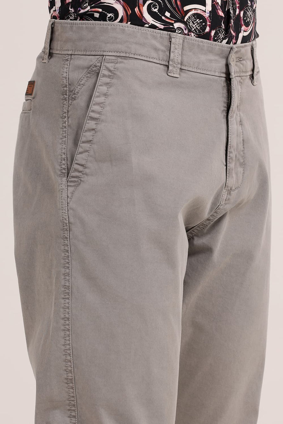BASICS DRIFT FIT FLINT GREY COTTON STRETCH TWILL TROUSER