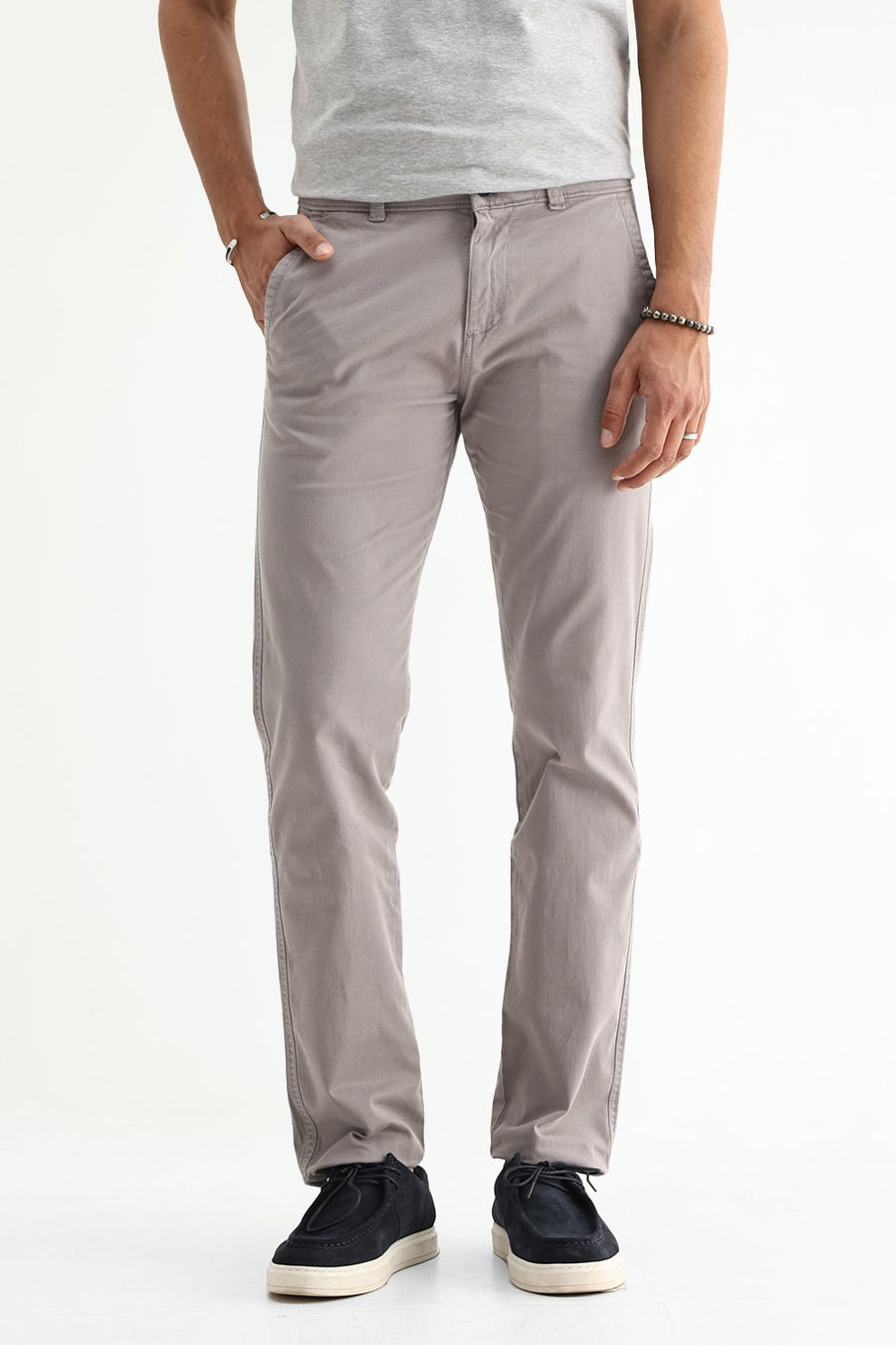 BASICS DRIFT FIT FLINT GREY COTTON STRETCH TWILL TROUSER