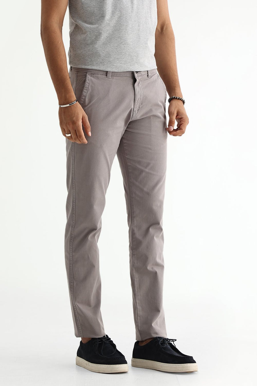 BASICS DRIFT FIT FLINT GREY COTTON STRETCH TWILL TROUSER