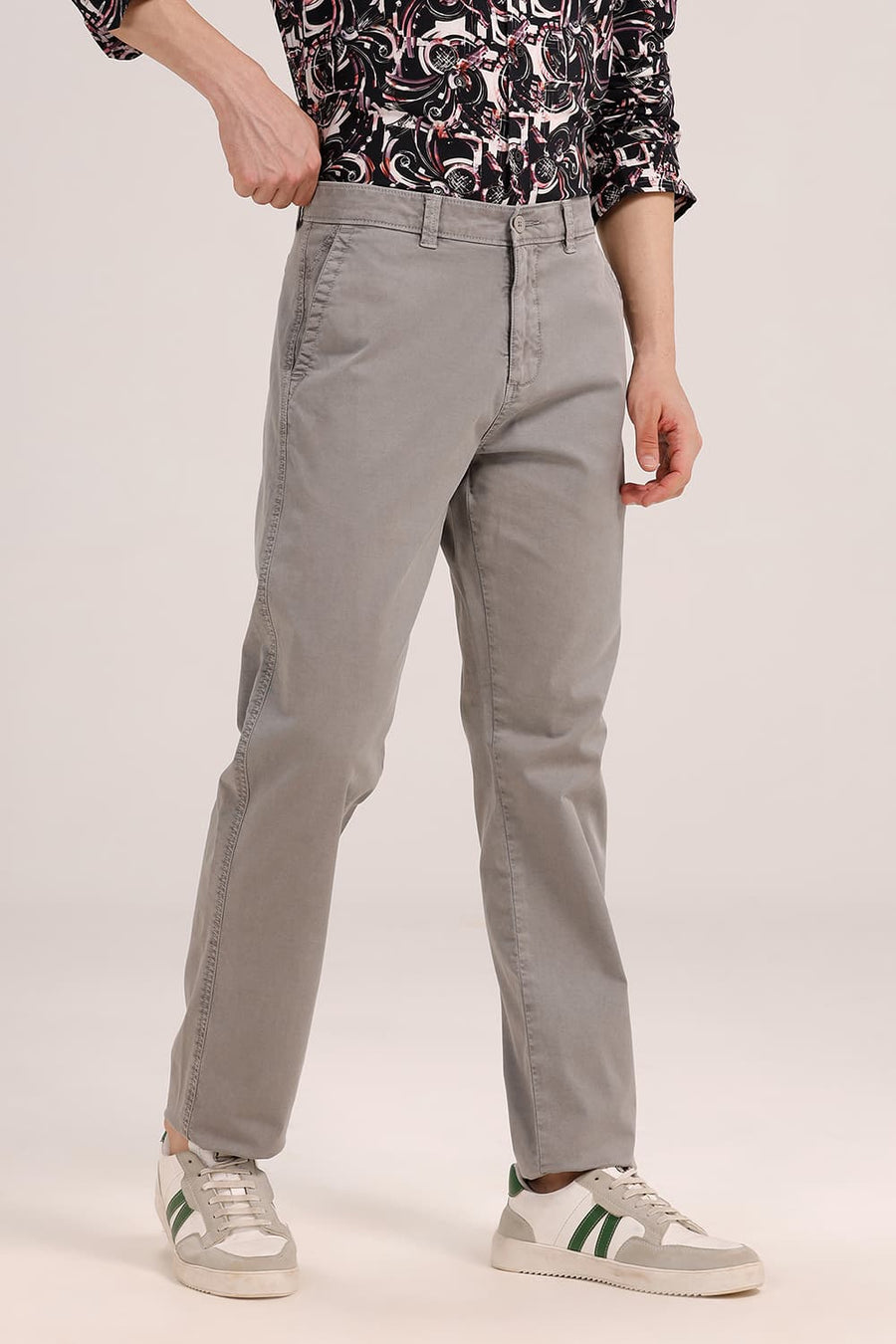 BASICS DRIFT FIT FLINT GREY COTTON STRETCH TWILL TROUSER