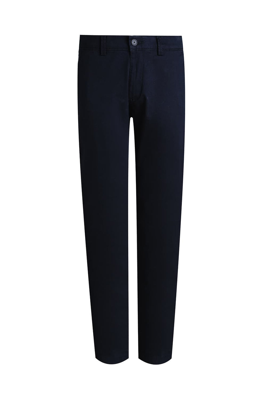 BASICS TAPERED FIT BLUEBERRY NAVY COTTON STRETCH TROUSER