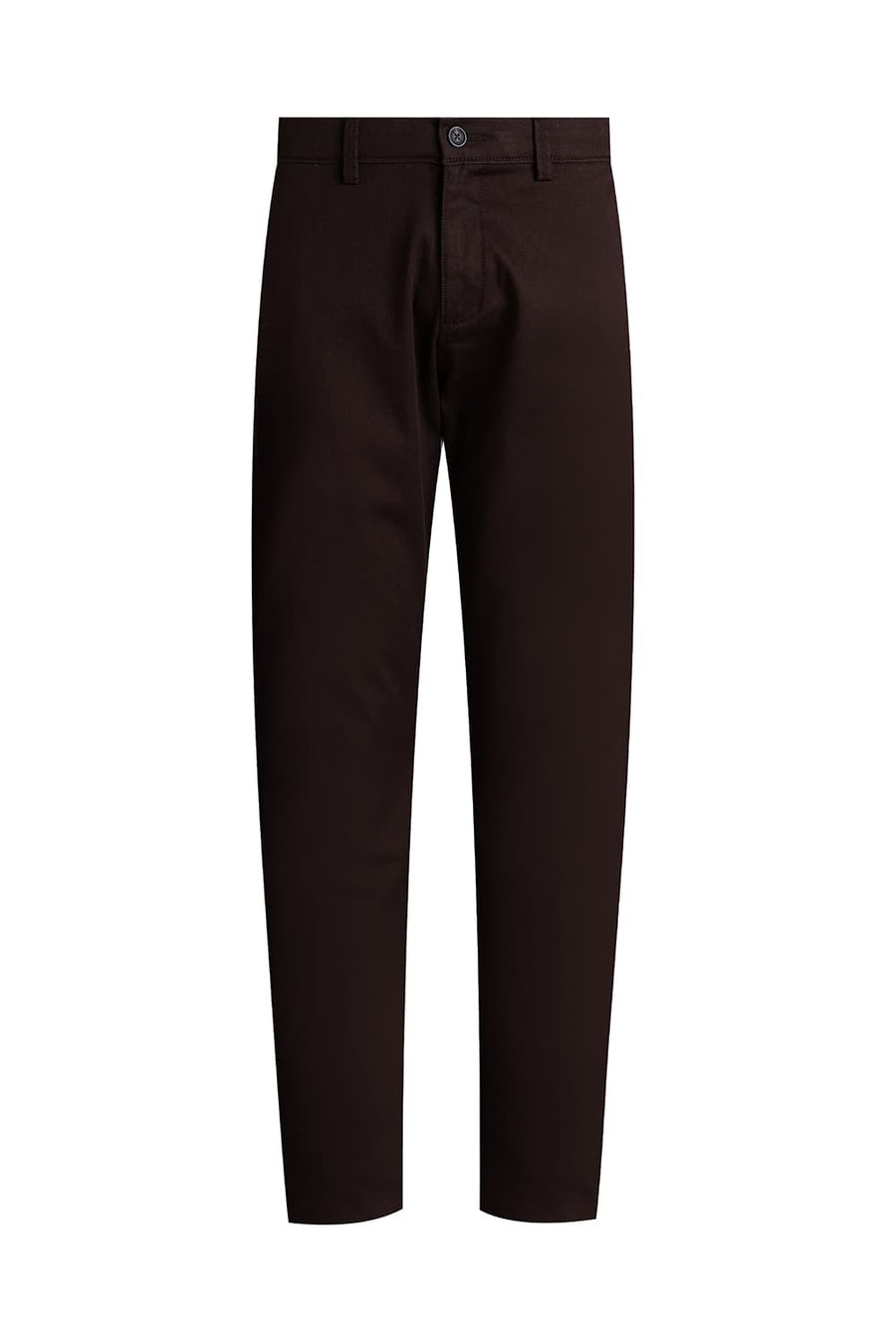 BASICS TAPERED FIT WREN BROWN COTTON STRETCH TROUSER