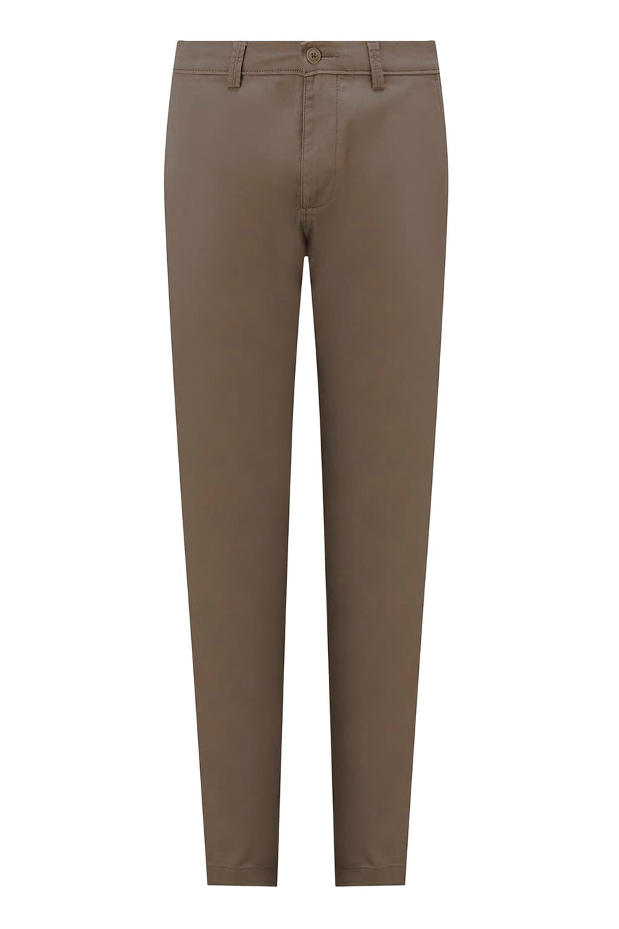 BASICS TAPERED FIT SEPIA KHAKI COTTON STRETCH STRUCTURE TROUSER