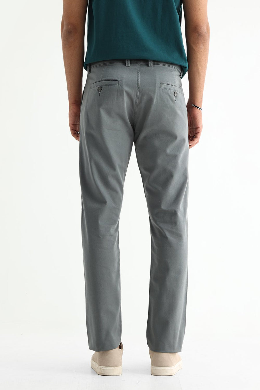 BASICS TAPERED FIT BALSAM GREEN COTTON STRETCH STRUCTURE TROUSER
