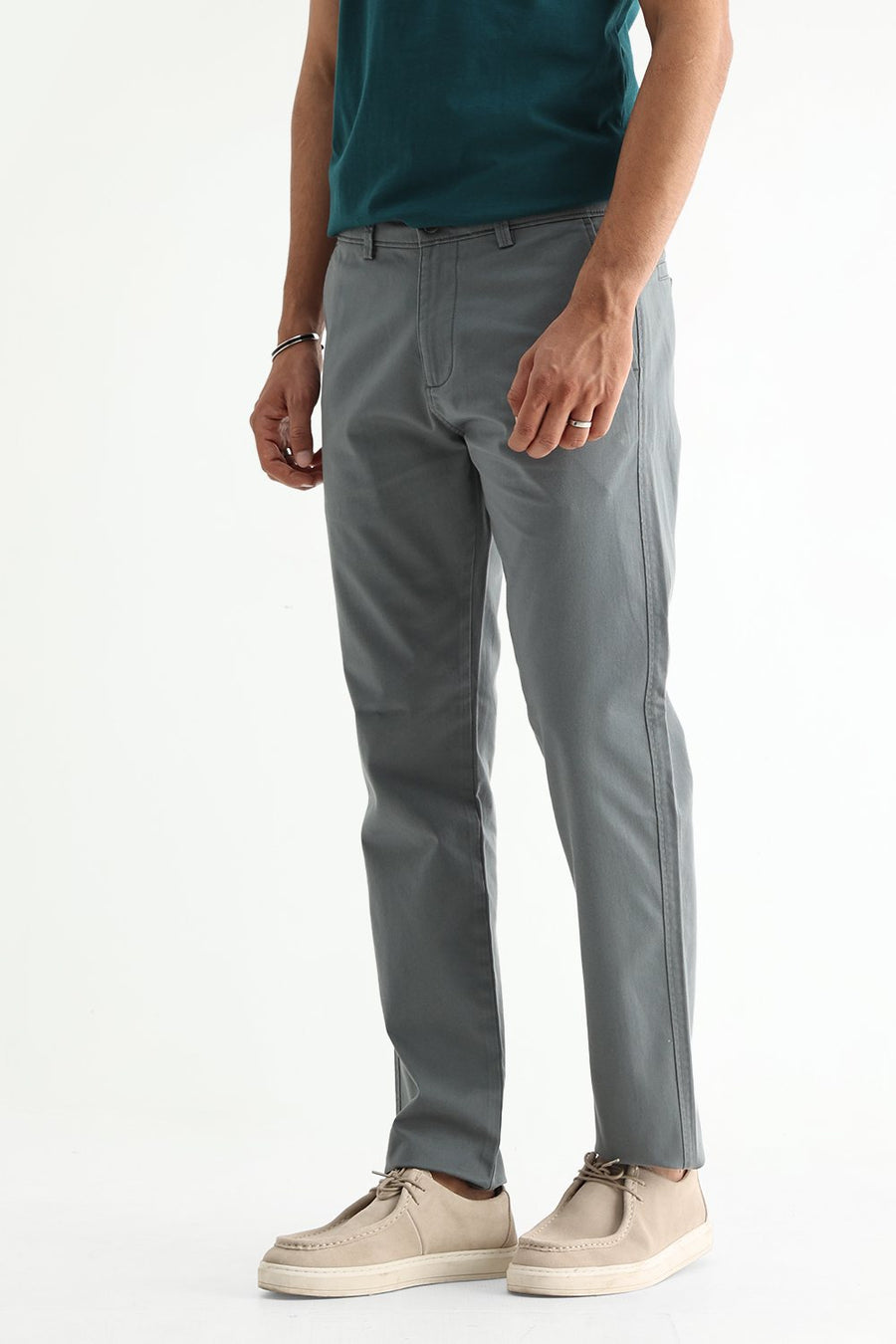 BASICS TAPERED FIT BALSAM GREEN COTTON STRETCH STRUCTURE TROUSER
