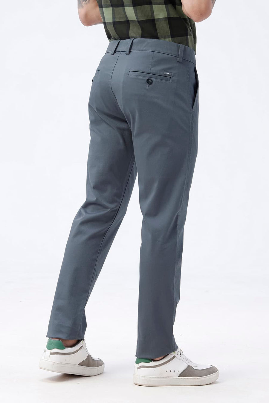 BASICS TAPERED FIT GOBLIN GREY COTTON STRETCH STRUCTURE TROUSER