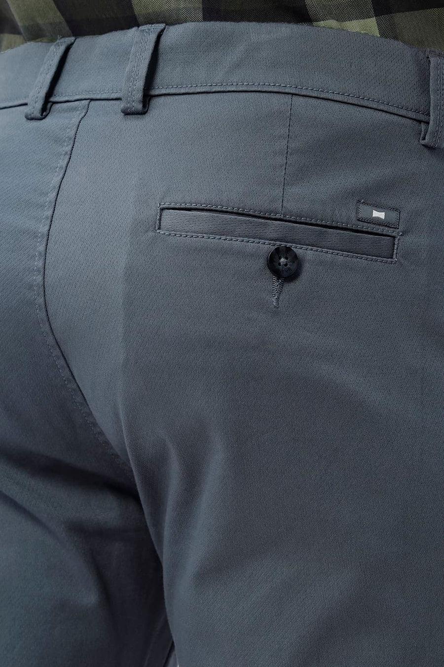 BASICS TAPERED FIT GOBLIN GREY COTTON STRETCH STRUCTURE TROUSER