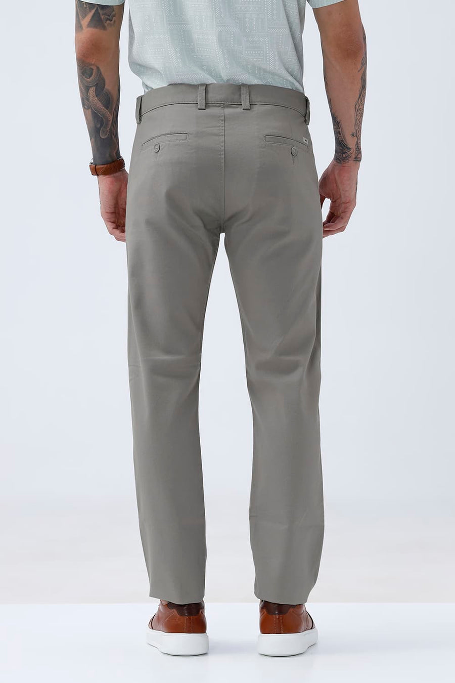 BASICS SKINNY FIT FLINT GREY COTTON STRETCH STRUCTURE TROUSER