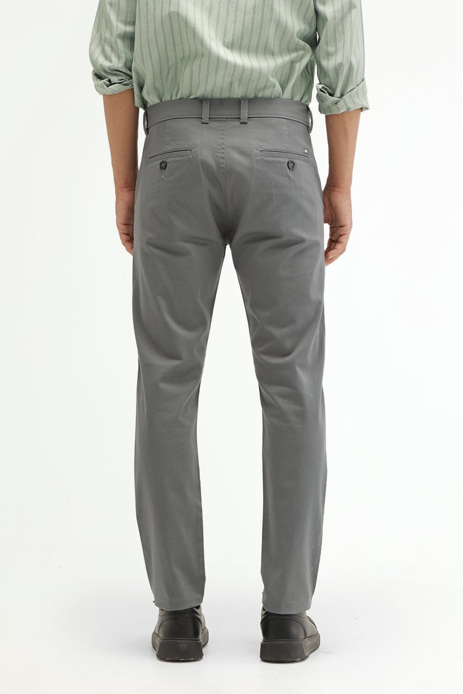 BASICS TAPERED FIT SEAGRASS GREEN COTTON STRETCH STRUCTURE TROUSER