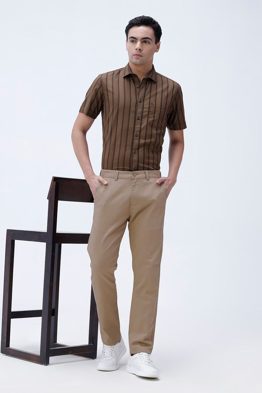 BASICS SKINNY FIT  COTTON STRETCH STRUCTURE TROUSER