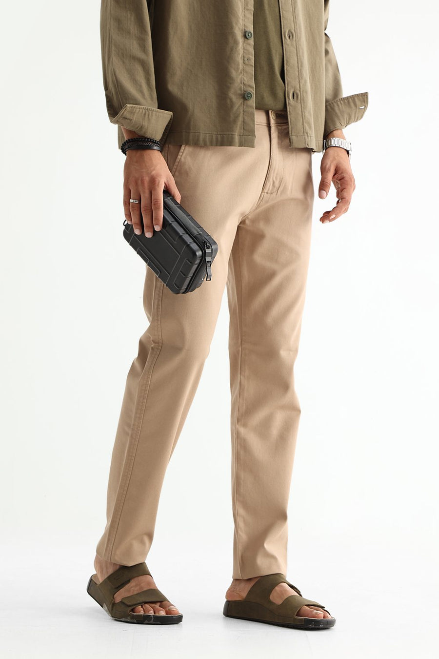 BASICS SKINNY FIT  COTTON STRETCH STRUCTURE TROUSER
