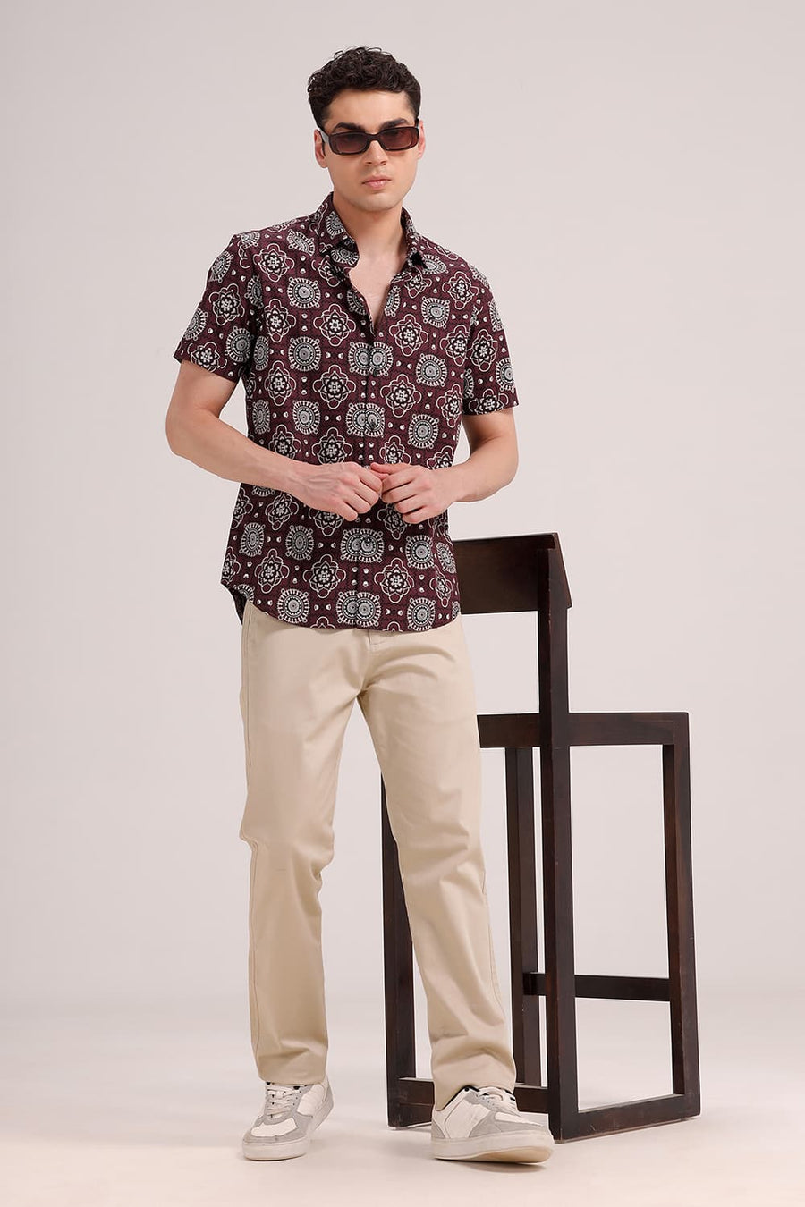BASICS TAPERED FIT OYASTER BEIGE COTTON STRETCH TROUSER