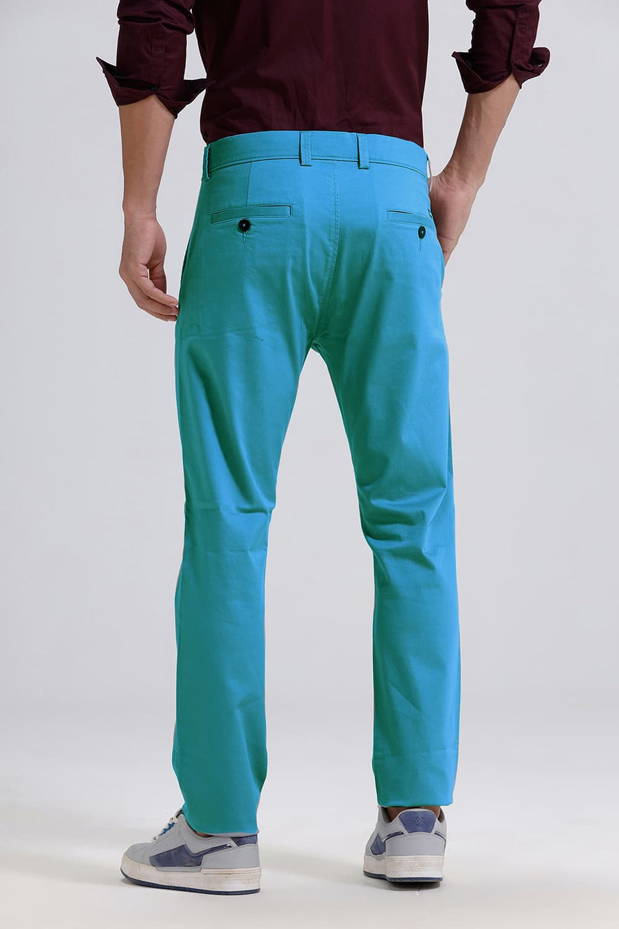 BASICS TAPERED FIT CITADEL BLUE COTTON STRETCH TROUSER