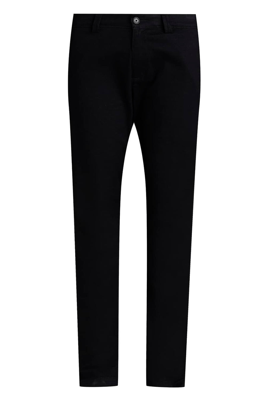 BASICS TAPERED FIT CAVIAR BLACK COTTON STRETCH TROUSER