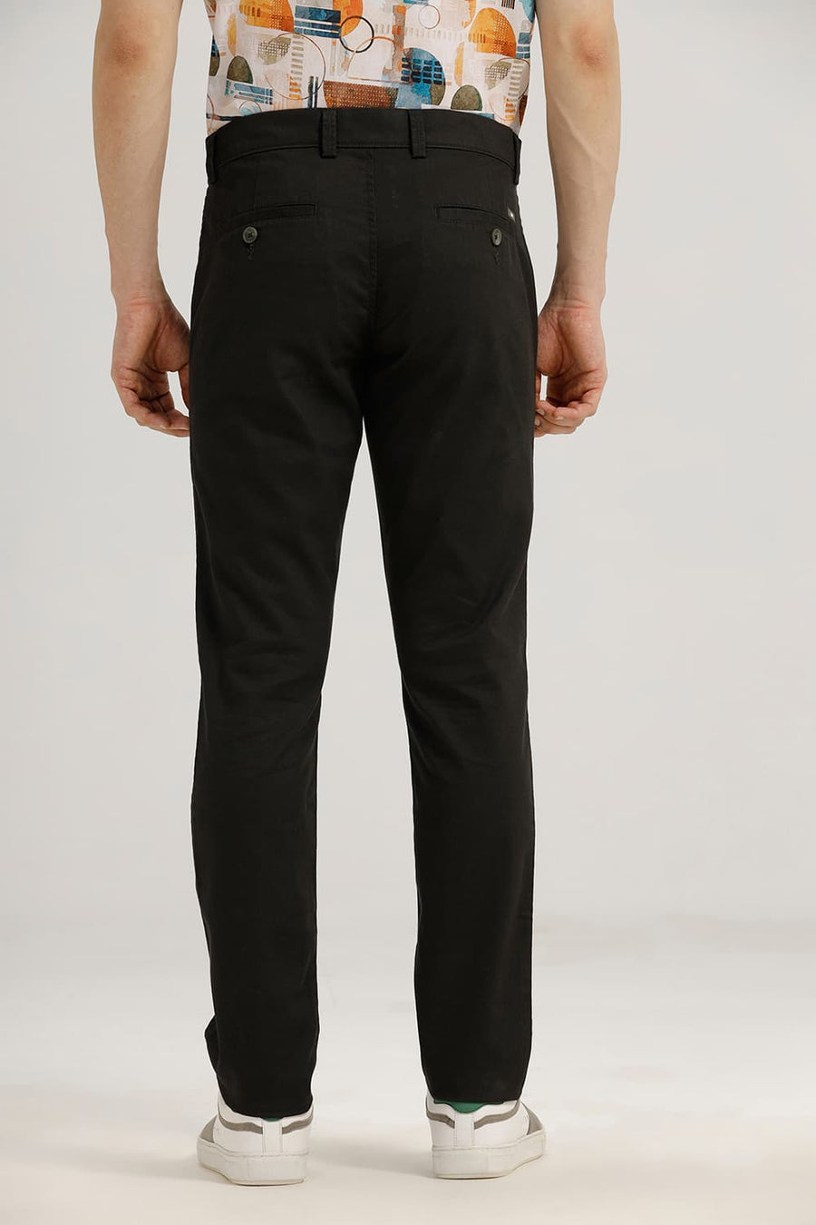BASICS TAPERED FIT DEEP CAVERNS GREEN COTTON STRETCH TROUSER
