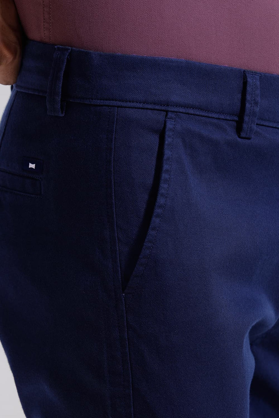 BASICS TAPERED FIT REFLECTING NAVY COTTON STRETCH TROUSER