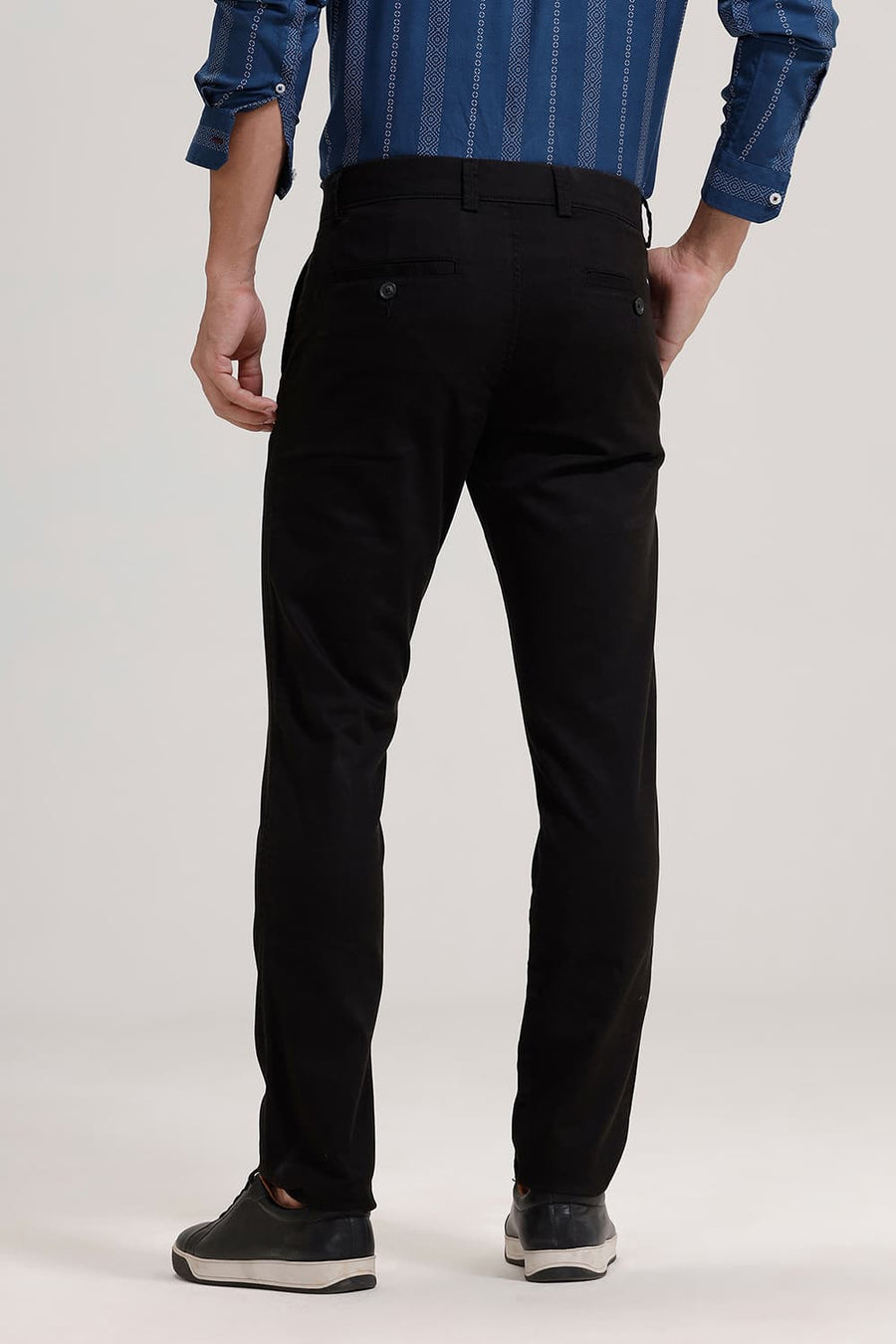 BASICS TAPERED FIT AFTER DARK BROWN COTTON STRETCH TROUSER