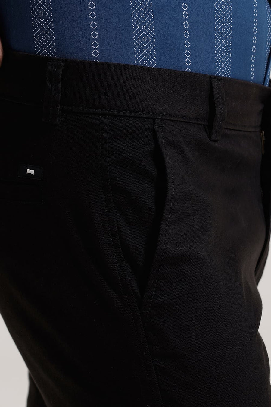 BASICS TAPERED FIT AFTER DARK BROWN COTTON STRETCH TROUSER