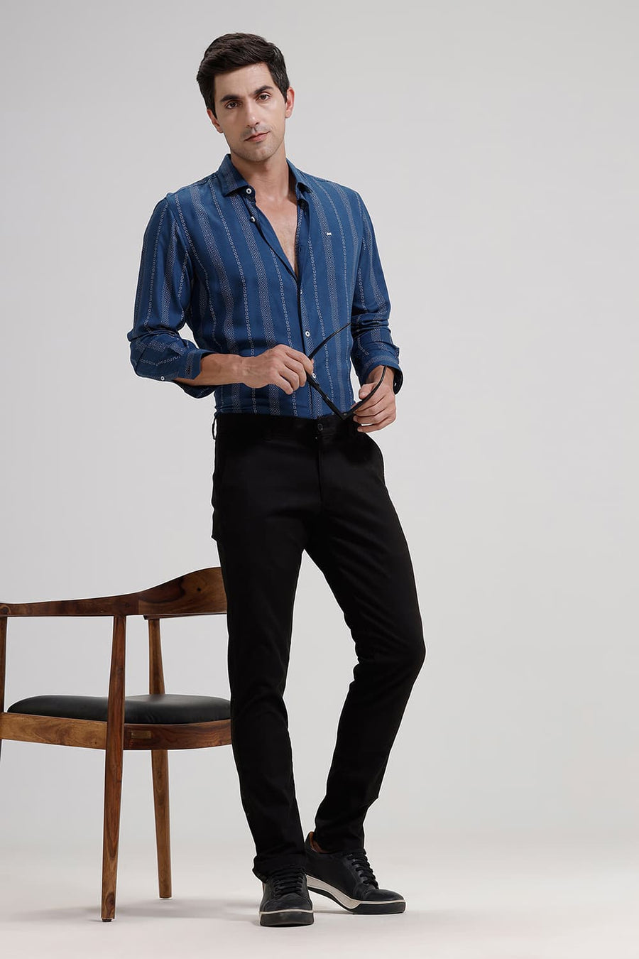 BASICS TAPERED FIT AFTER DARK BROWN COTTON STRETCH TROUSER