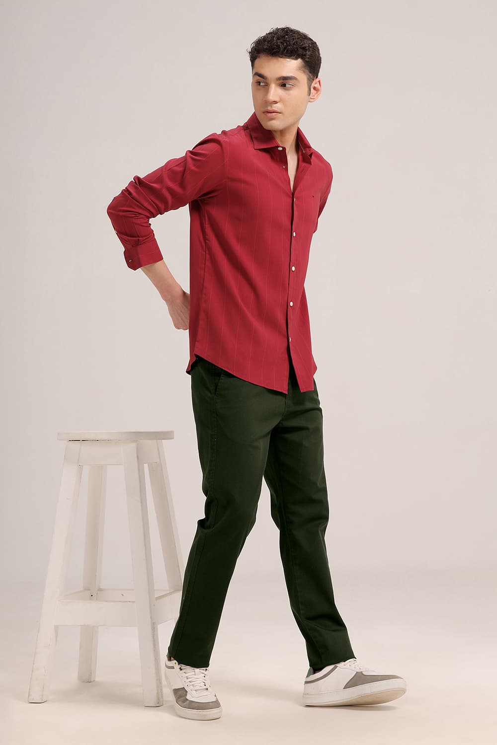 TAPERED FIT COTTON STRETCH TROUSER