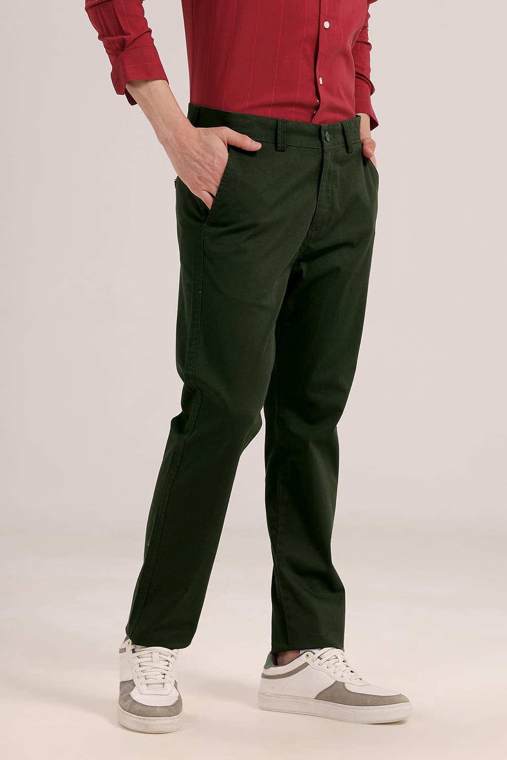 TAPERED FIT COTTON STRETCH TROUSER