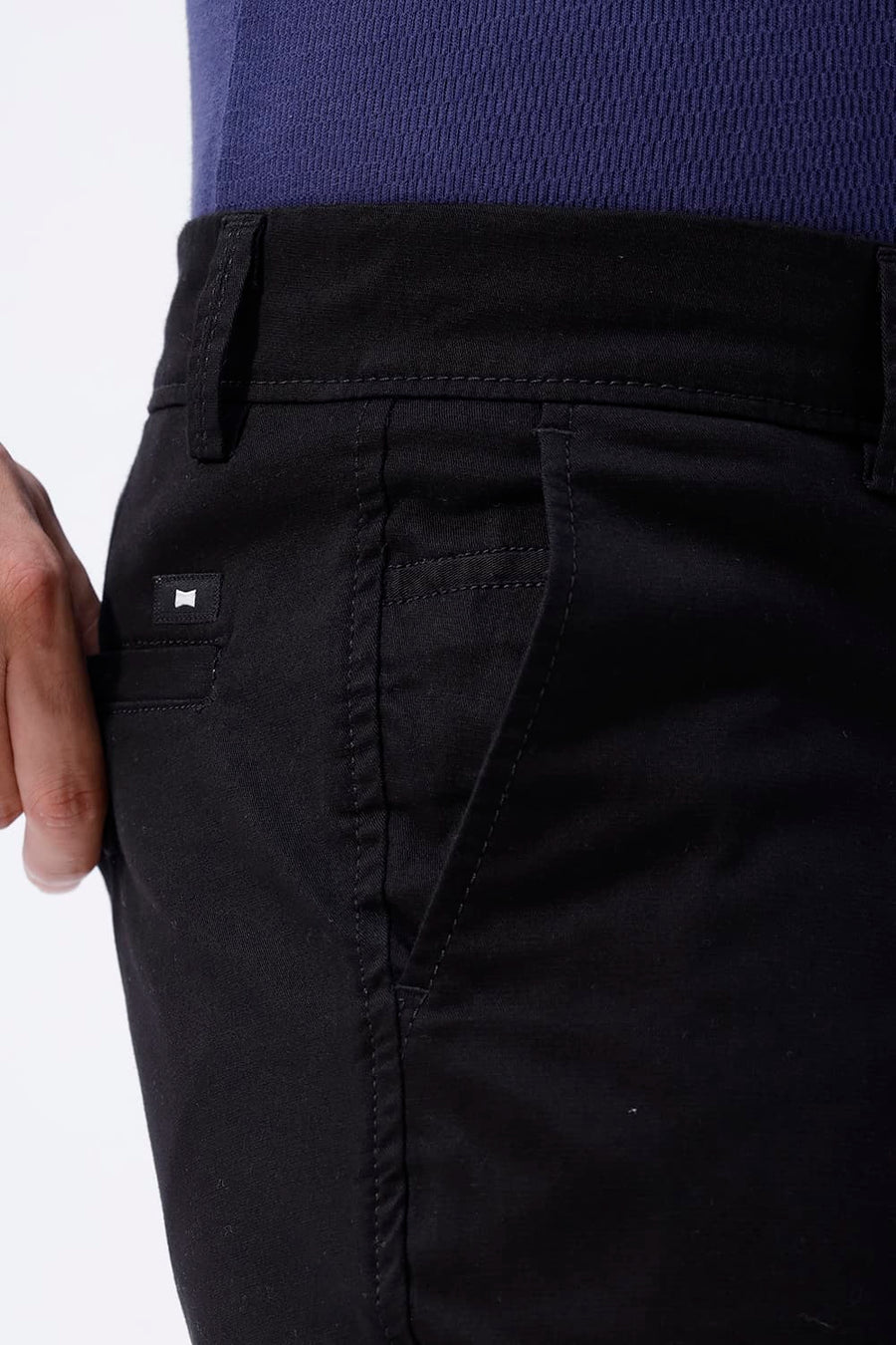 BASICS TAPERED FIT AFTER DARK BROWN COTTON STRETCH TROUSER