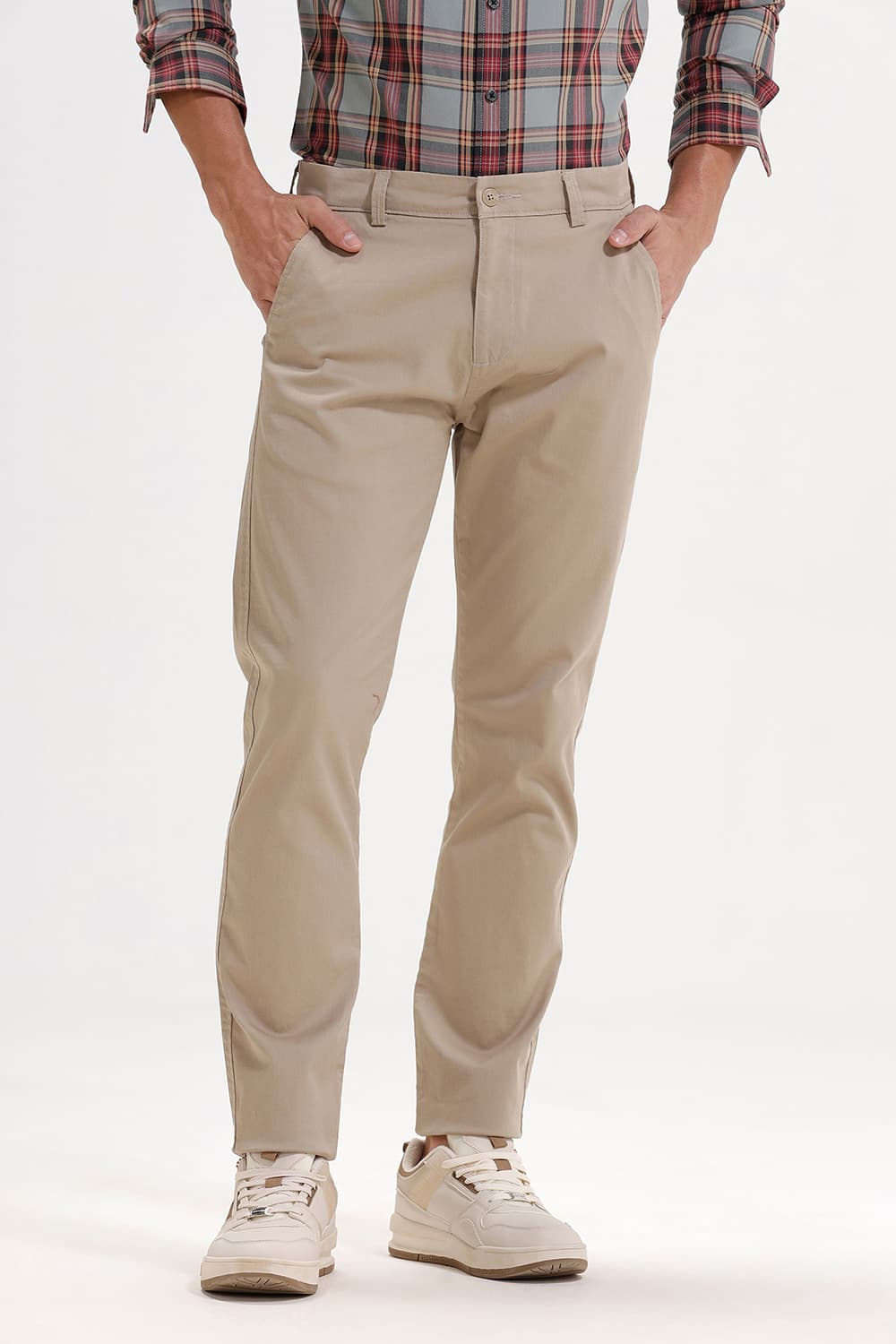TAPERED FIT COTTON STRETCH TROUSER