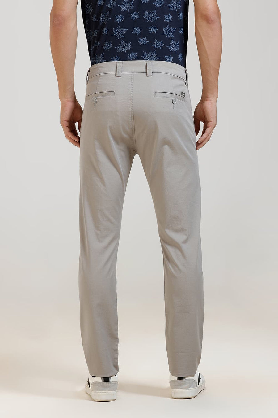 BASICS TAPERED FIT DEBONAIR GREY COTTON STRETCH TROUSER