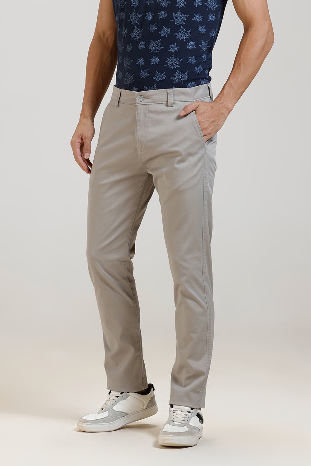 TAPERED FIT COTTON STRETCH TROUSER
