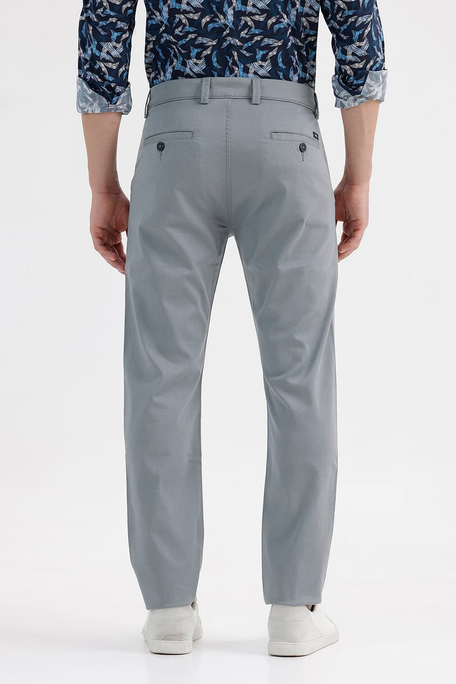 BASICS TAPERED FIT MONUMENT BLUE COTTON STRETCH STRUCTURE TROUSER