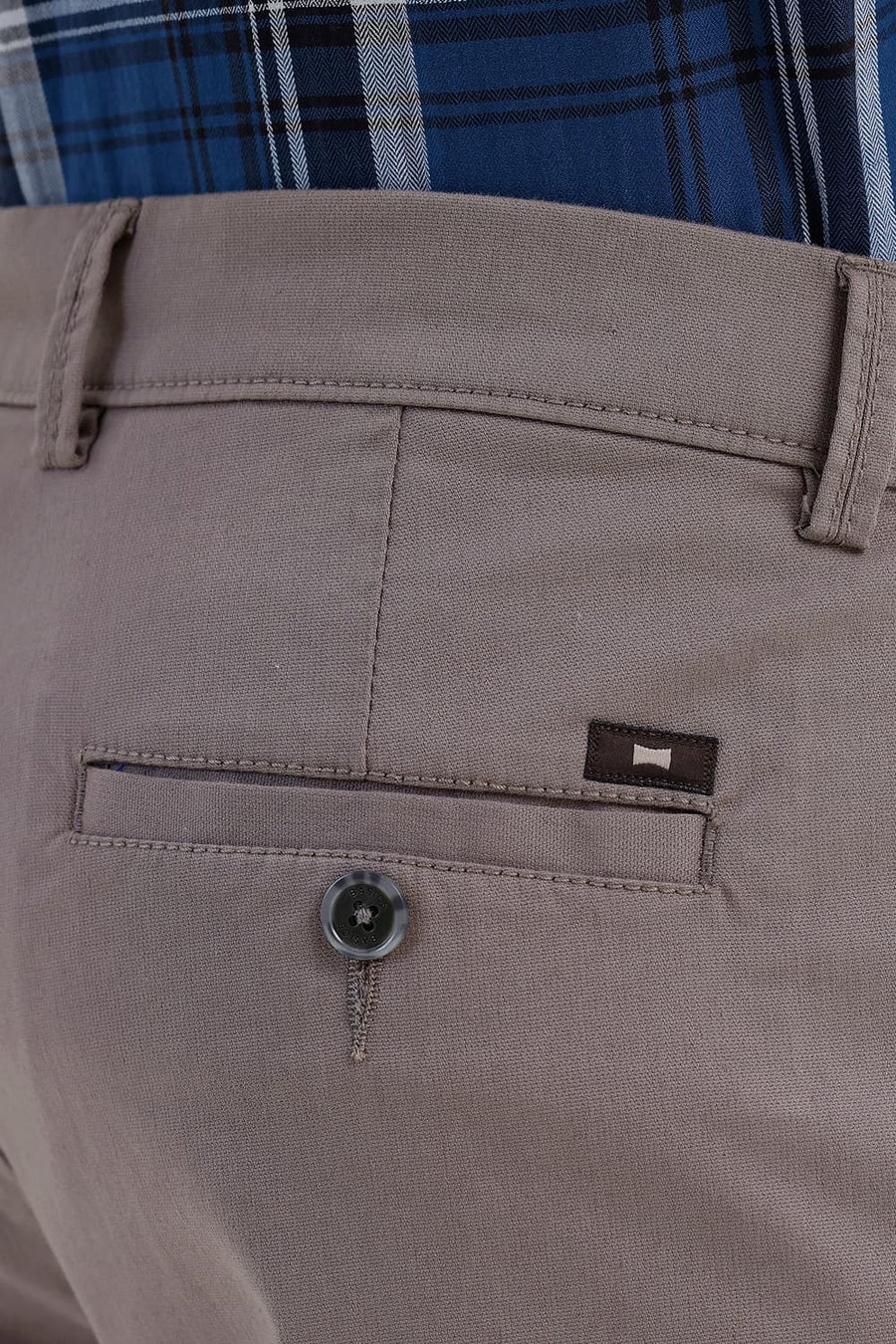 BASICS TAPERED FIT FALLEN ROCK GREY COTTON STRETCH STRUCTURE TROUSER