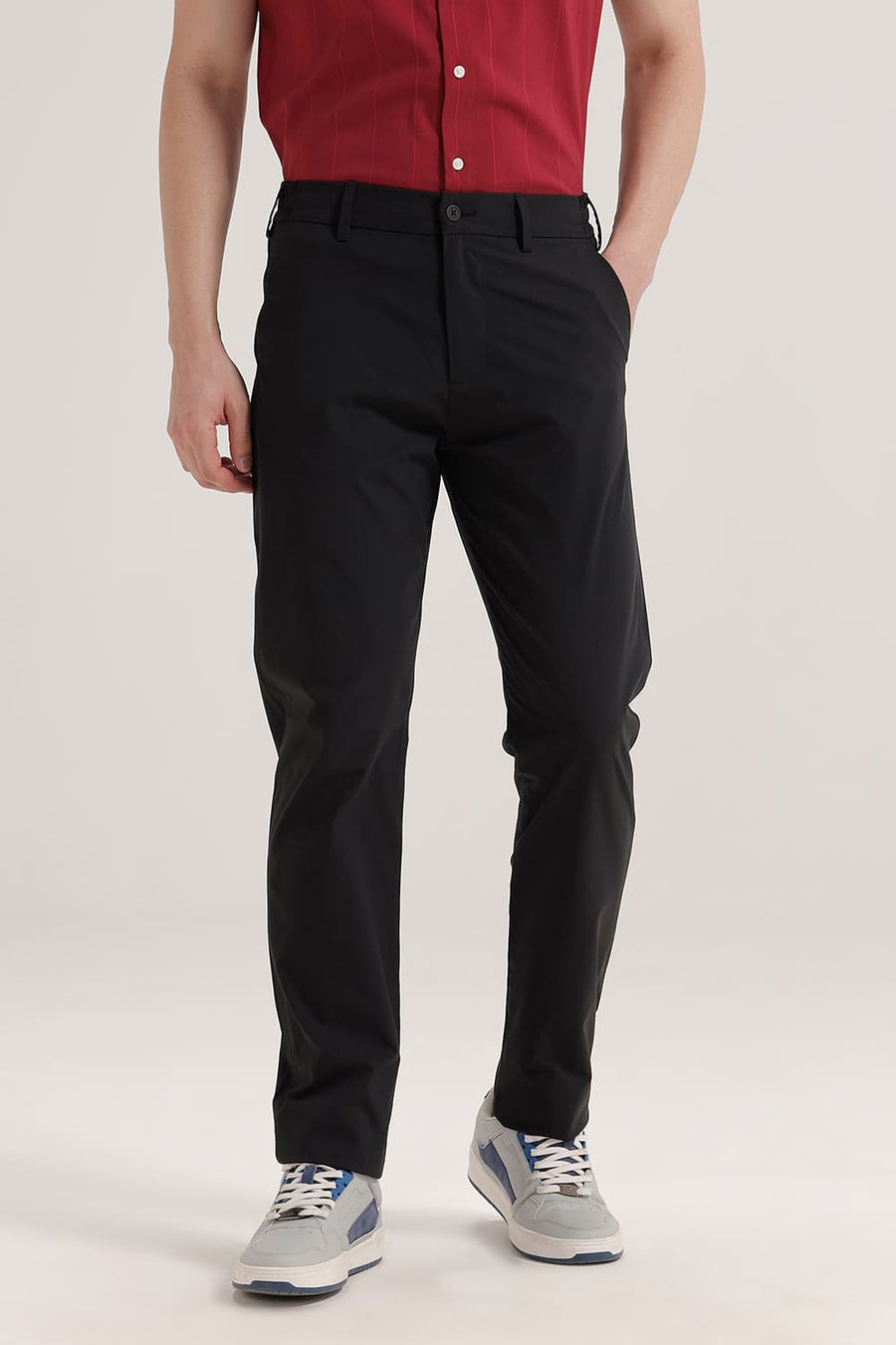 BASICS DRIFT FIT ANTHRACITE BLACK POLYESTER TROUSER