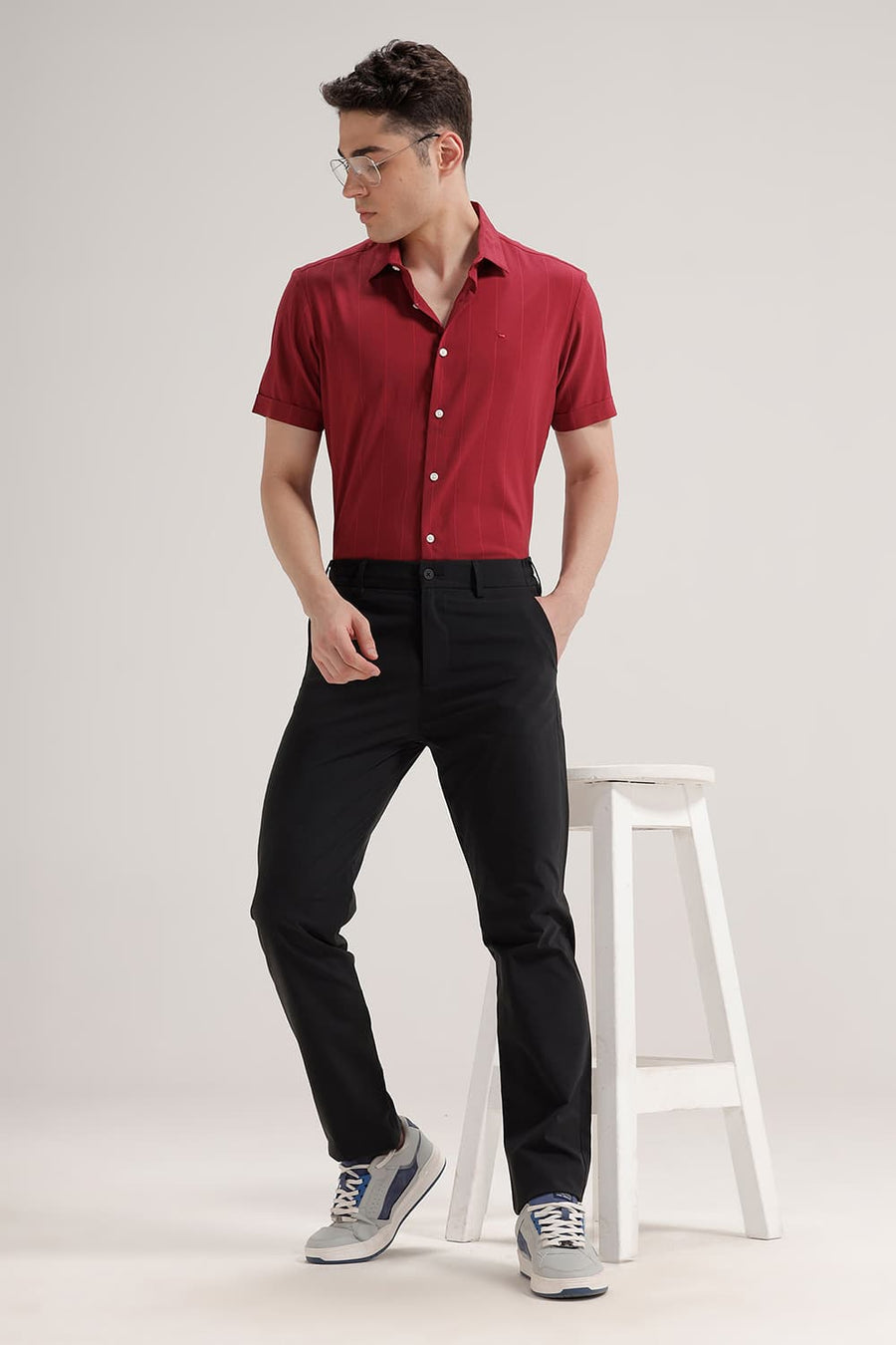 BASICS DRIFT FIT ANTHRACITE BLACK POLYESTER TROUSER