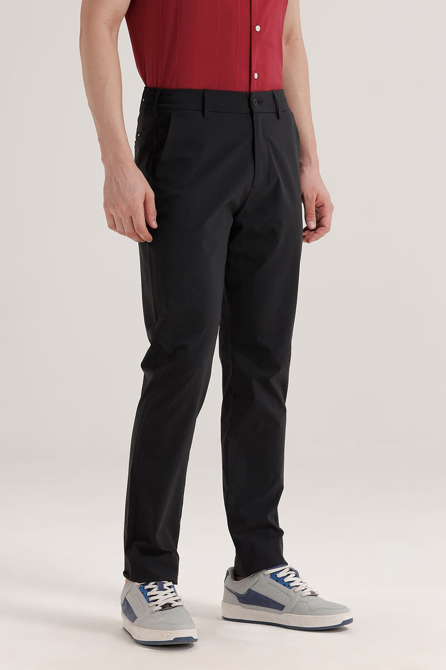 BASICS DRIFT FIT ANTHRACITE BLACK POLYESTER TROUSER