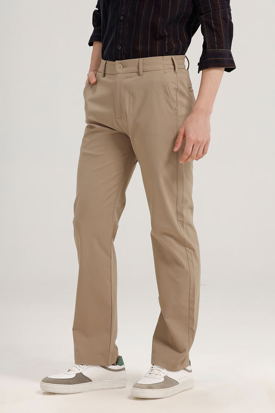 BASICS DRIFT FIT OAK KHAKI POLYESTER TROUSER